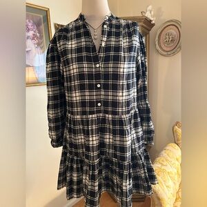 GAP ex condition Black and White Plaid Button-Down Dress Sz MP. C:4728
